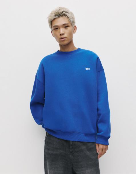 Pull&Bear Round neck stwd sweatshirt in deep blue - view 1