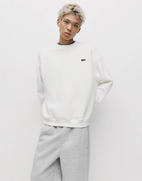 Pull&Bear Round neck stwd sweatshirt in off white - view 1