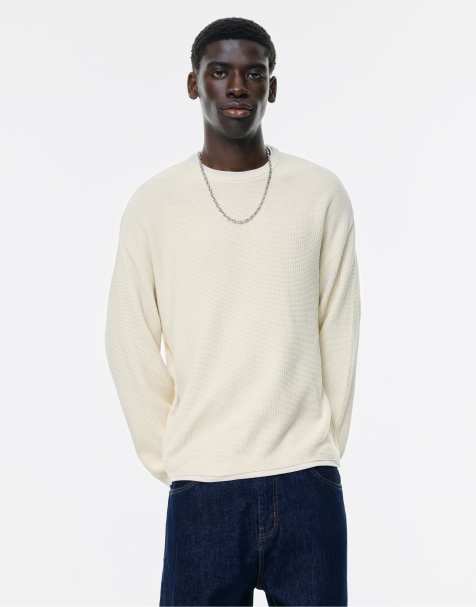 Pull&Bear Round neck sweater in off white - view 1