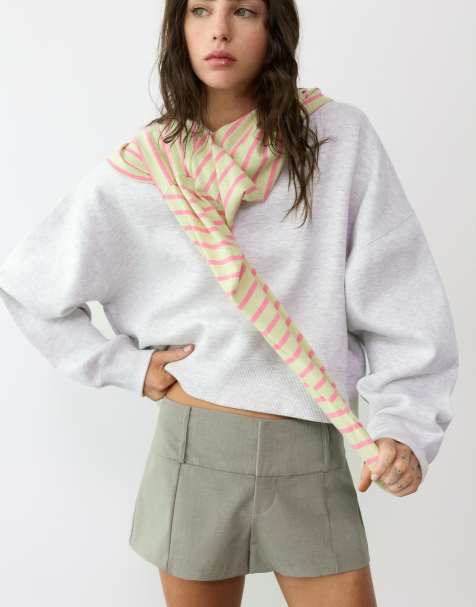 Pull&Bear Round neck sweatshirt in grey marl - view 1