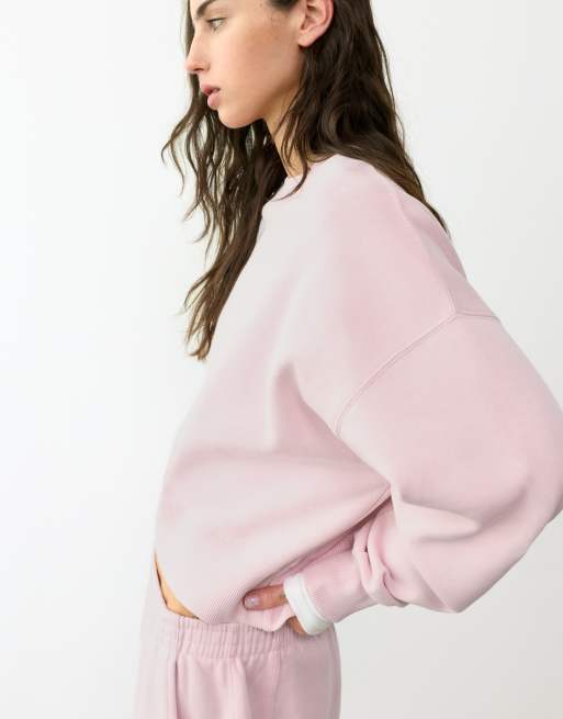Pull&Bear Round neck sweatshirt in rose pink, 3 of 7