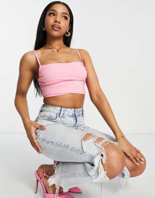 Pull&Bear – Różowy krótki top – część zestawu