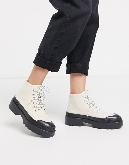 Pull&Bear rubber sole boots in black