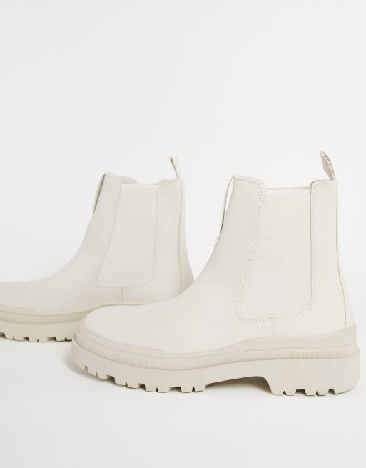 Pull&Bear Rubberen chelsea boots in crème ASOS