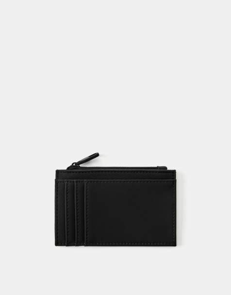 Pull&Bear Rubberised card holder in black - view 1