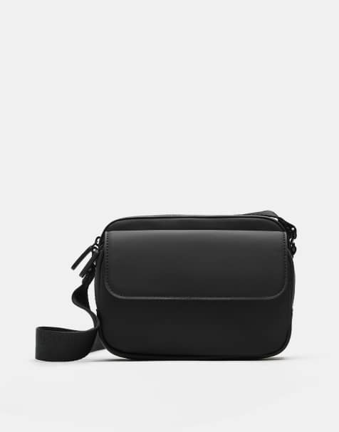 Pull&Bear Rubberised crossbody bag in black - view 1