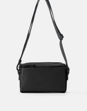 Pull&Bear Rubberised crossbody bag in black