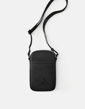 Pull&Bear Rubberised crossbody bag in black