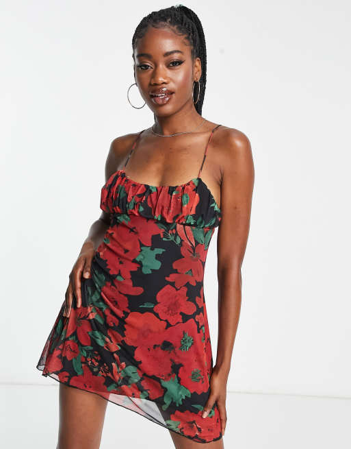 open lace back dress PULL&amp;BEAR. Short floral dress TM  Hibuy market