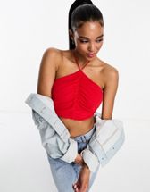 Pull&Bear Los Angeles cropped cami top in pink