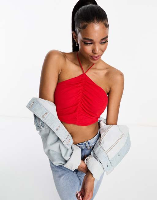 Pull&Bear Denim Halter Neck Crop Top, $16, Asos