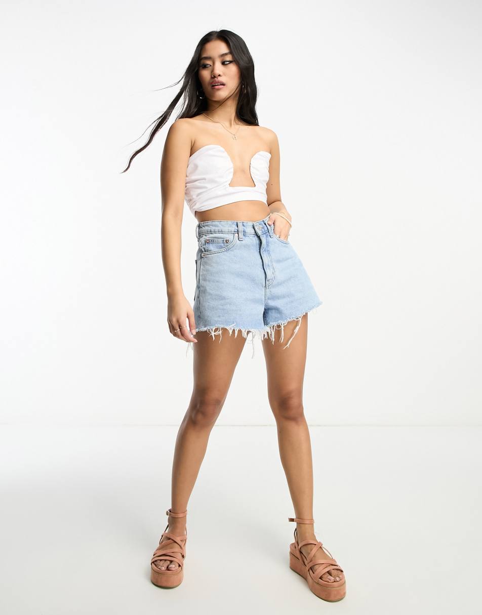 Pull&Bear denim corset and jean co ord in white