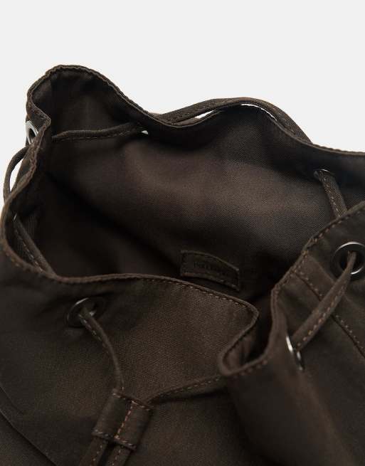 Pull&Bear – Rucksack in Braun mit Schnalle und Tasche, 3 von 4