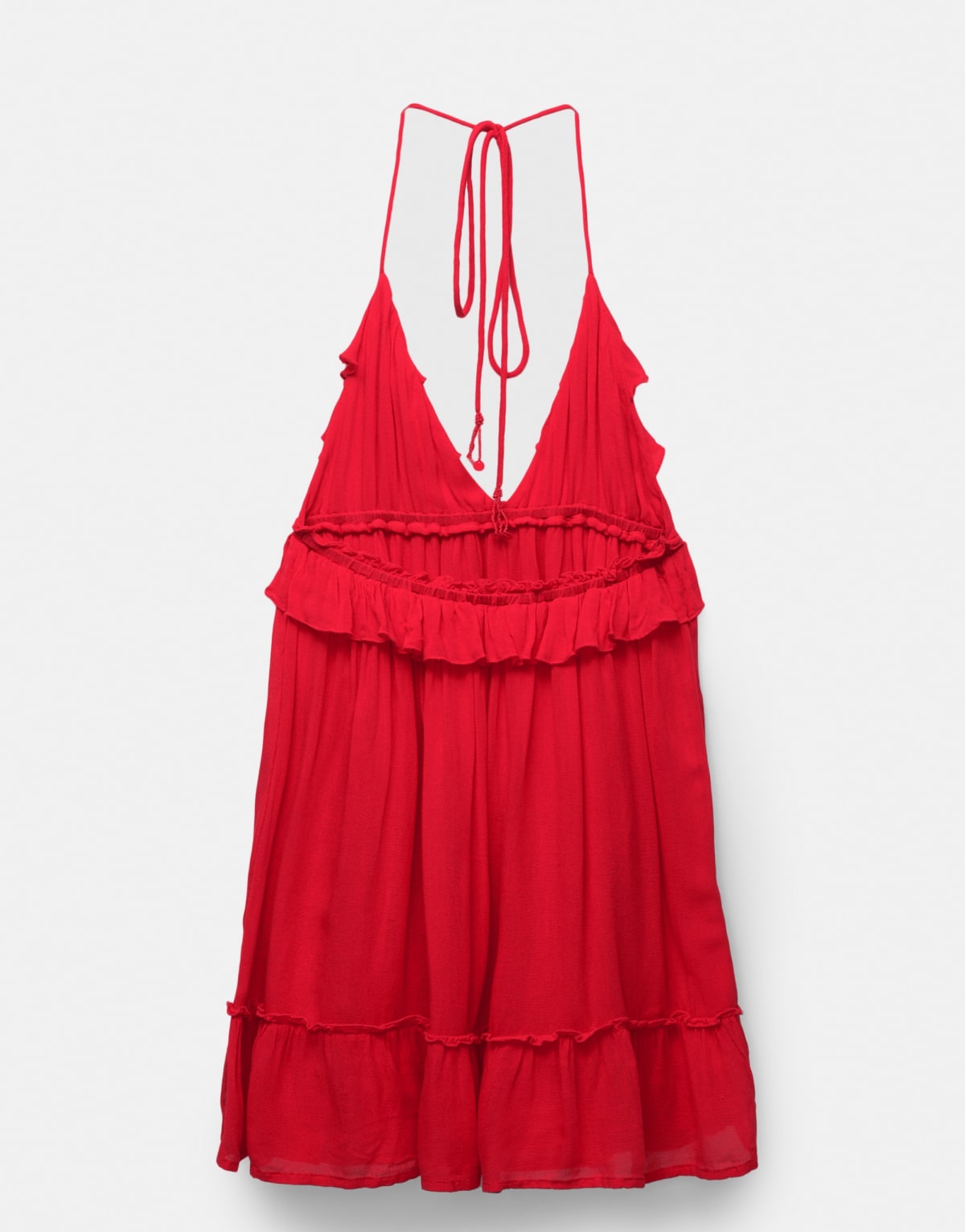 Pull&Bear ruffled mini dress in red