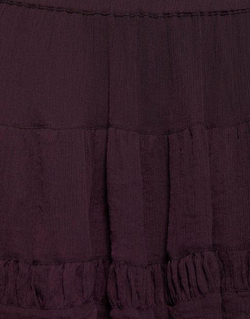Pull&Bear Ruffled mini skirt in burgundy, 6 of 7