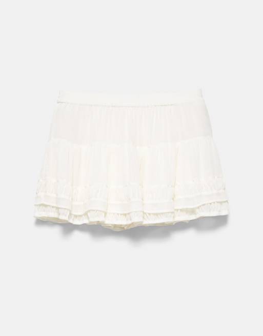 Pull&Bear Ruffled mini skirt in ice, 7 of 7