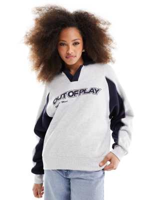 Pull & Bear Rugby Style Sweatshirt In Black And White