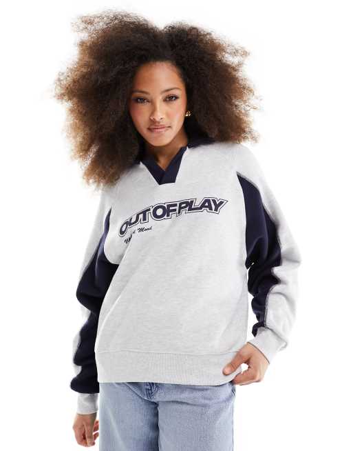 Pull Bear rugby style sweatshirt in black and white