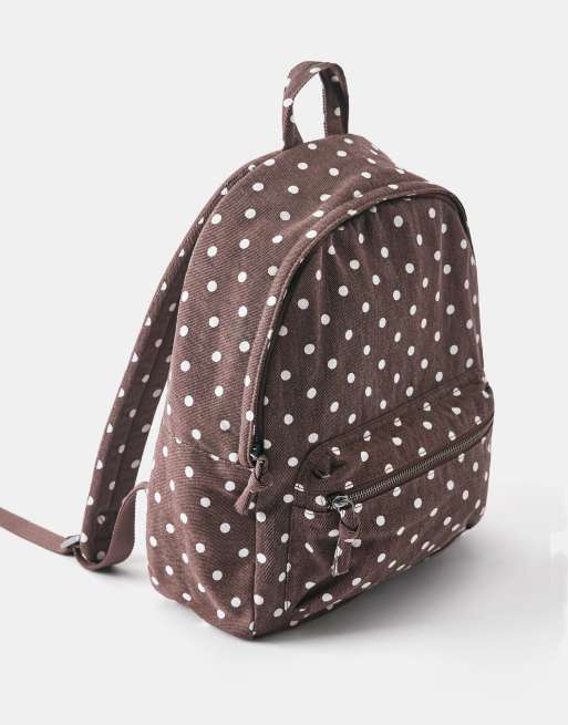 Pull&Bear rugzak met polkadotprint in bruin, 2 van 4