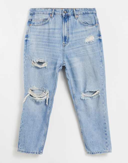 Pull&Bear - Ruimvallend gescheurde jeans in blauw