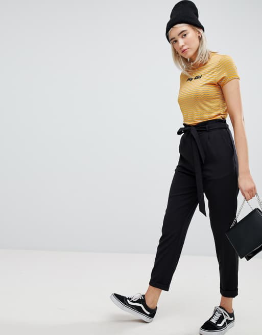 Pull&Bear - Ruimvallende broek met plooirand in de taille