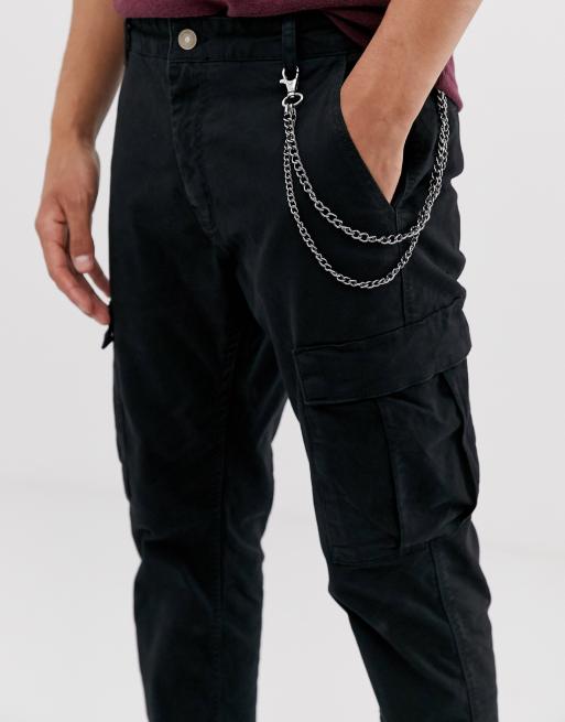 Pull&Bear - Ruimvallende cargobroek met ketting, 3 van 4