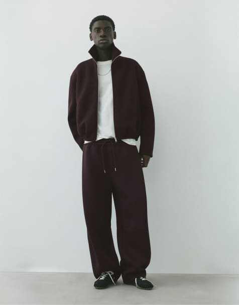 Pull&Bear ruimvallende sweatpants in bruin - view 1