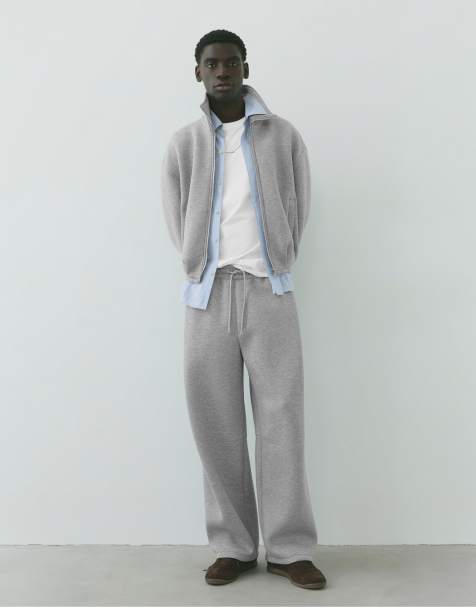 Pull&Bear ruimvallende sweatpants in grijs gemêleerd - view 1