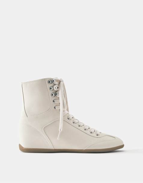 Pull&Bear ruskinds high-top sneakers i creme - view 1