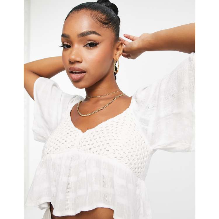 ASOS DESIGN natural crinkle shirt in white