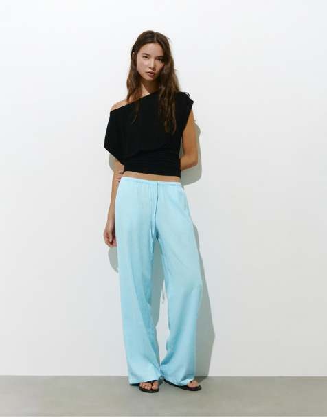 Pull&Bear Rustic jogger trousers in turquoise - view 1