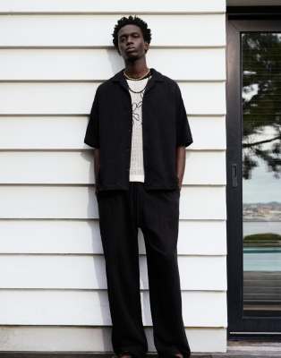 Pull & Bear rustic joggers in black