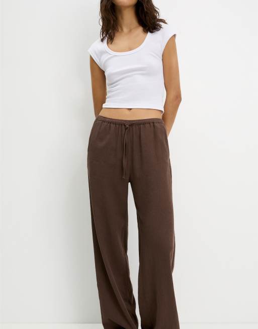 Pull&Bear rustic joggers in chocolate - view 1