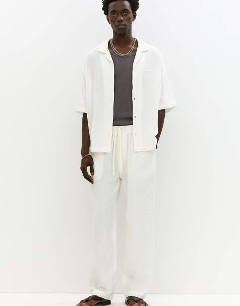 Pull&Bear rustic joggers in off white - view 1