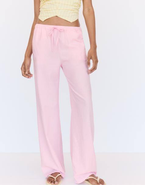 Pull&Bear rustic joggers in rose pink