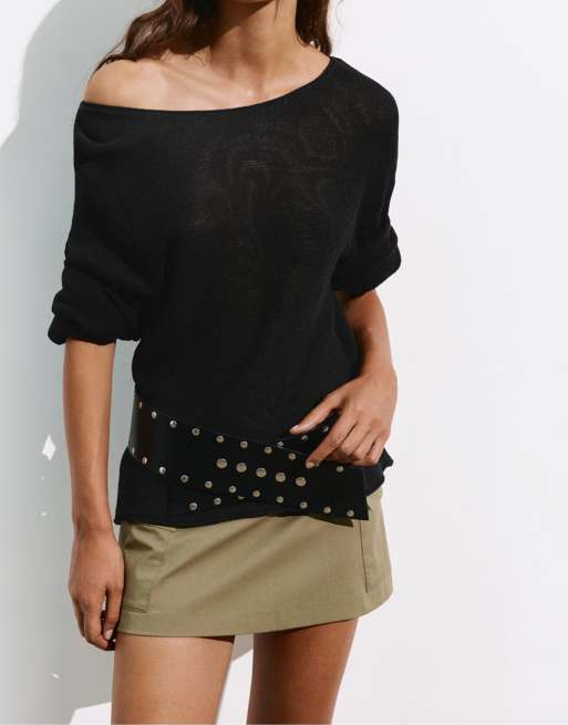Pull&Bear Rustic jumper in black, 3 of 7