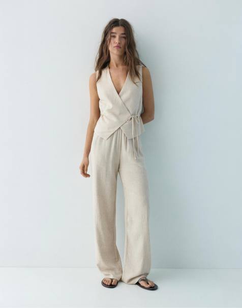 Pull&Bear rustic linen set in beige - view 1