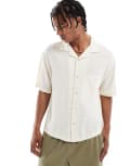 [Pull & Bear] Pull & Bear rustic self check shirt in ecru-Neutral M Neutral