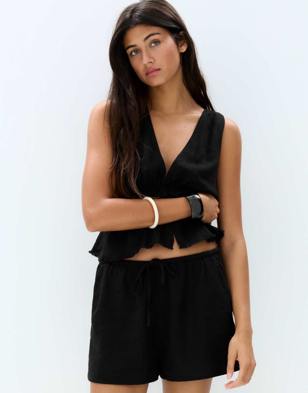 Pull&Bear rustic shorts in black