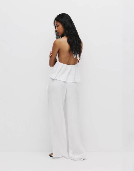 Pull&Bear Rustic sweatpants in white