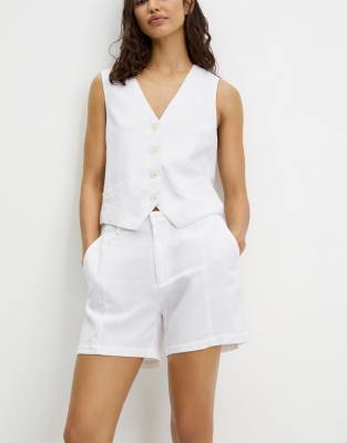 Pull & Bear Rustic Waistcoat In White