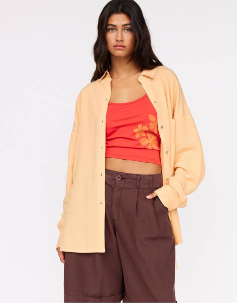 Pull&Bear - Rustiek oversized overhemd in oranje - view 1