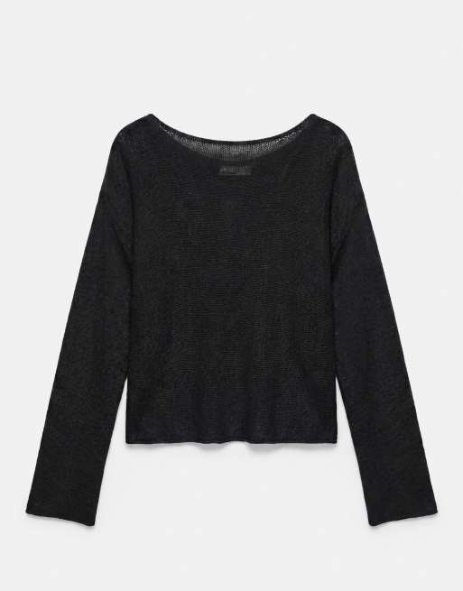 Pull&Bear rustik striktrøje i sort, 6 af 7