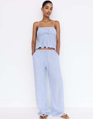 Pull & Bear - Rustikale Jogginghose in gestreiftem Blau