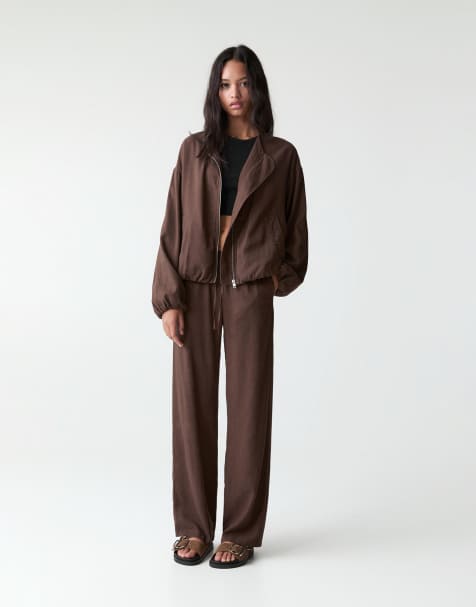 Pull&Bear – Rustikale Jogginghose in Schokobraun - view 1