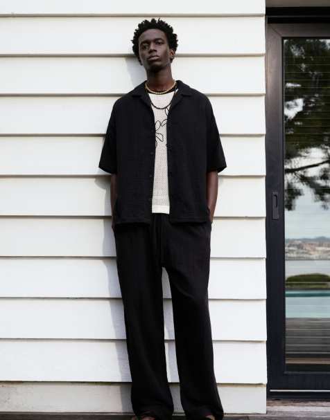 Pull&Bear – Rustikale Jogginghose in Schwarz - view 1