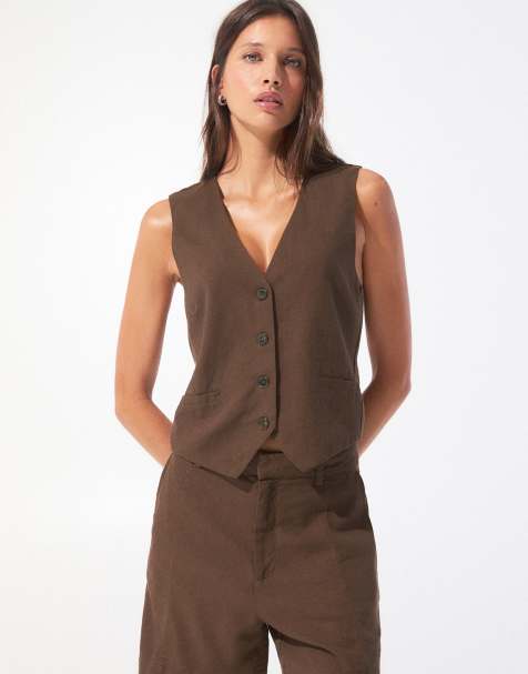 Pull&Bear – Rustikale Weste in Schokobraun - view 1