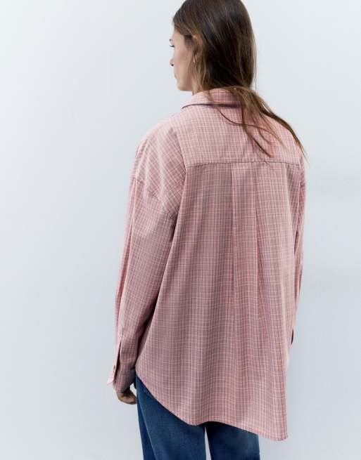 Pull&Bear rutig skjorta med ficka i rosa, 3 av 7
