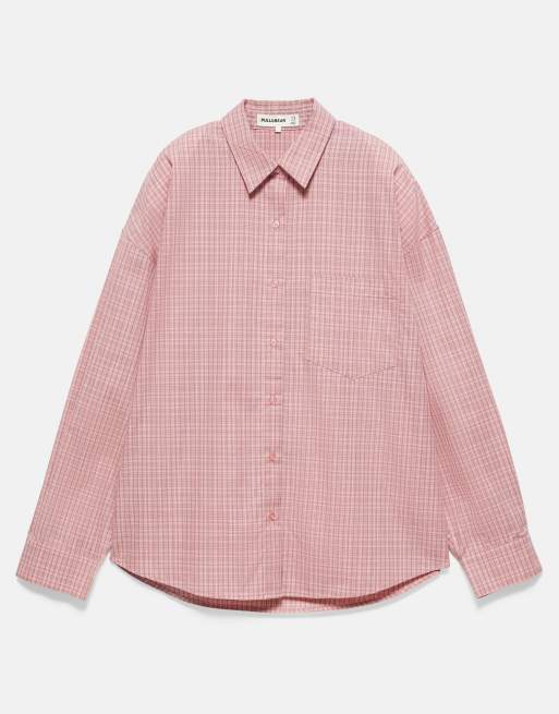 Pull&Bear rutig skjorta med ficka i rosa, 6 av 7
