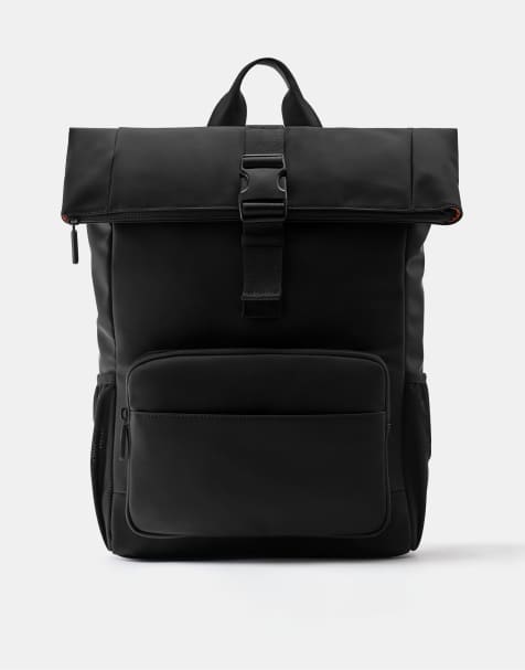 Pull&Bear ryggsäck med gummibelagd klaff i svart - view 1